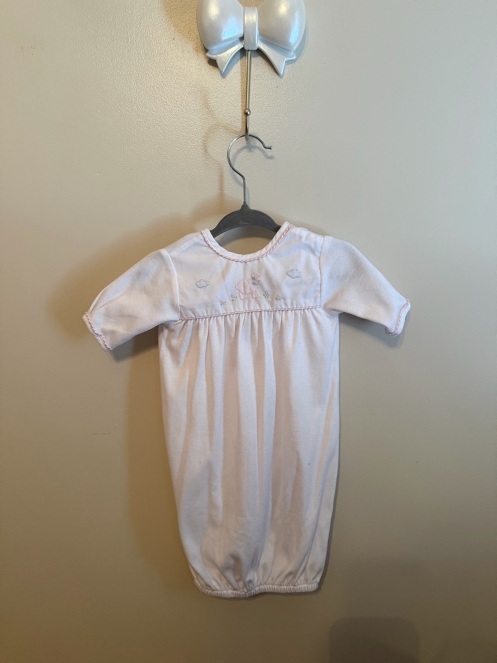 Pink Baby Nightgown Gown with Cloud Embroidery